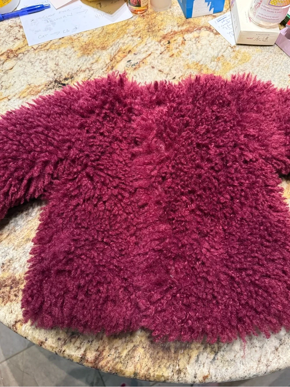 Janie and Jack Plush Faux Fur Jacket in Deep Burgundy